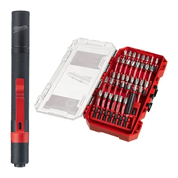 Набор бит ударных Milwaukee Shockwave Packout 1/4" 38 шт. + фонарик IPL (4932498608)