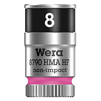 Головка торцевая 6-гранная WERA Zyklop 8790 HMA HF Cr-V 1/4" 8 мм с фиксирующей функцией (05003723001)