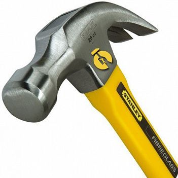 Молоток столярный Stanley "Yellow Fibreglass Curve Claw" с гвоздодером 570г (1-51-623)