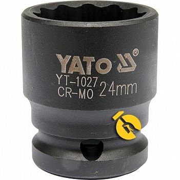 Головка торцева 12-гранна ударна Yato 1/2" 24 мм (YT-1027)