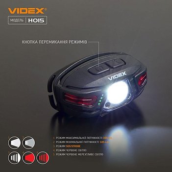 Ліхтар налобний акумуляторний VIDEX 5,0В (VLF-H015)
