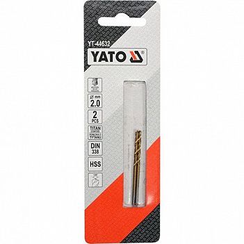 Сверло по металлу Yato HSS-TiN 2,0x49мм 2шт (YT-44632)