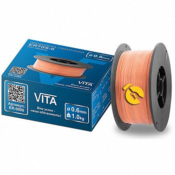 Дріт зварювальний обміднений Vita ER70S-6 0,6 мм 1,0 кг (ER-0000)