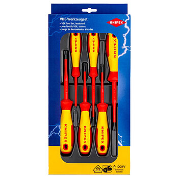 Набор отверток диэлектрических KNIPEX 6 шт. с зауженным рабочим концом 1000V VDE (00 20 12 V05) Набор отверток диэлектрических KNIPEX 6 шт. с зауженным рабочим концом 1000V VDE (00 20 12 V05)