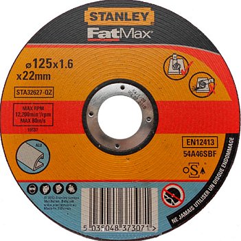 Круг відрізний по алюмінію Stanley Flat 125x1,6x22мм (STA32627)