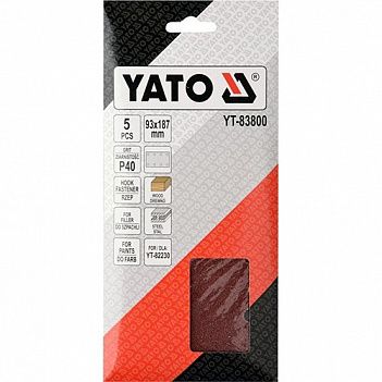 Шліфувальний папір Yato 93х187 мм Р40 5 шт (YT-83800)