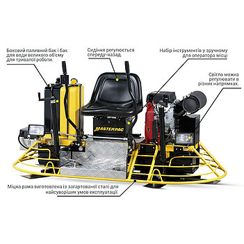Затирач бетону бензиновий MASTERPAC PRT73 з сидінням (145639)