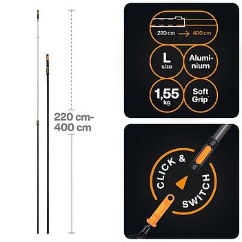Ручка телескопическая Fiskars OneClick L 400 см (1080672)