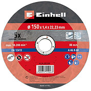 Круг отрезной по металлу Einhell 150x1,4x22,23 мм 5 шт. (711946)