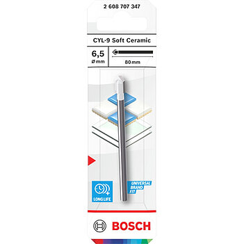 Свердло по плитці Bosch Expert CYL-9 Soft Ceramic 6,5х80 мм 1 шт. (2608707347)