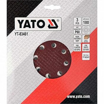 Шлифовальный круг Yato 180мм P60 3шт (YT-83461)
