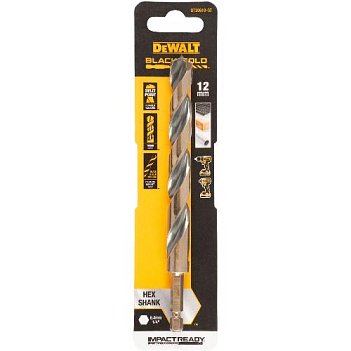 Сверло по металлу DeWALT EXTREME IMPACT Black & Gold12x144,9мм 1шт (DT20618)