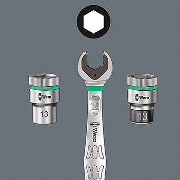 Набір головок 6-гранних WERA Zyklop Belt B 1 3/8" 10 шт. з фіксувальною функцією + знімач гайок (05003970001)