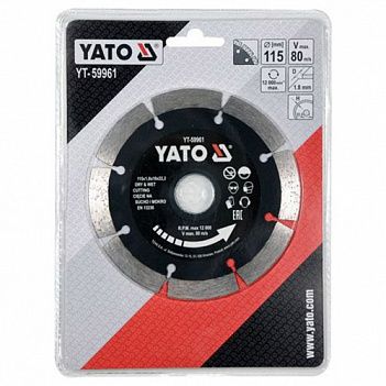 Диск алмазний сегментований Yato 115x22,2x1,8 мм (YT-59961)