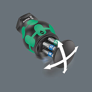 Отвертка с набором бит WERA Kraftform Kompakt Stubby Magazin 1 7 шт. короткая (05008873001)