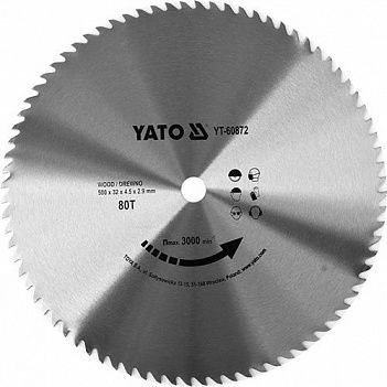 Диск пиляльний по дереву Yato 500x32x4,5 мм (YT-60872)