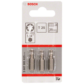 Бита Torx Bosch 1/4" T25 Extra-Hart 3 шт. (2607001615)