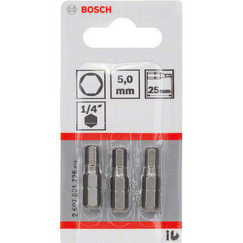 Бита Hex Bosch Extra Hard 1/4" 5,0 мм 3 шт. (2607001726)