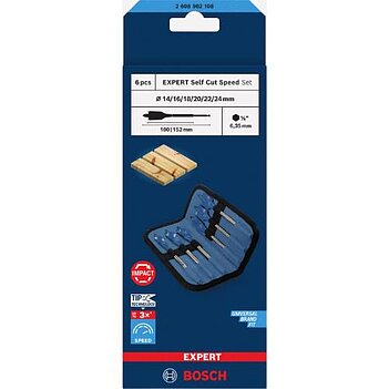 Набор сверл по дереву Bosch EXPERT Self Cut Speed Spade Drill Bit Set 6 шт. (2608902108)