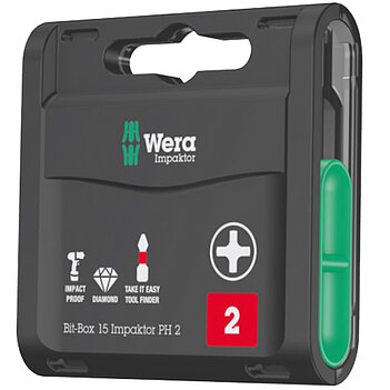 Набор бит ударных WERA Bit-Box 15 Impaktor PH2 1/4" 15 шт. (05057752001)