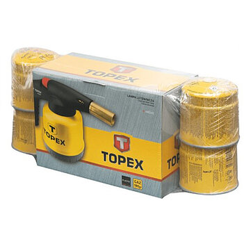 Лампа паяльная газовая TOPEX 190 г + 4 газовых патронов с клапаном (44E154)