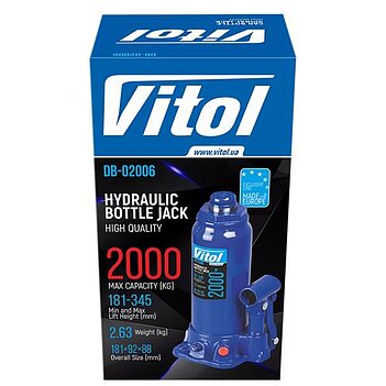 Домкрат гидравлический бутылочный VITOL 2 т (DB-02006)