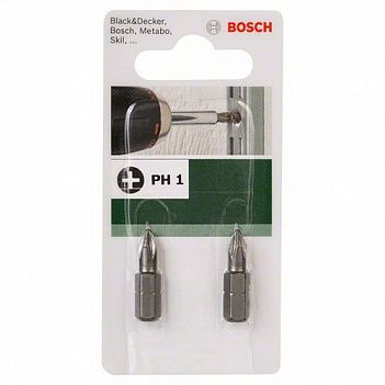 Бита Phillips Bosch 1/4" PH1 2шт (2609255913)