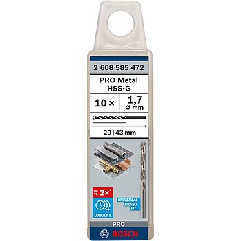 Сверло по металлу Bosch PRO Metal HSS-G 1,7х43 мм 10 шт. (2608585472)