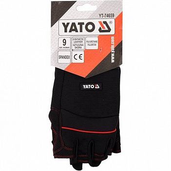 Перчатки с открытыми пальцами Yato размер L / р.9 (YT-74659)