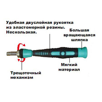 Отвертка трещоточная с набором бит Pro'sKit 14 шт. (SD-9312)