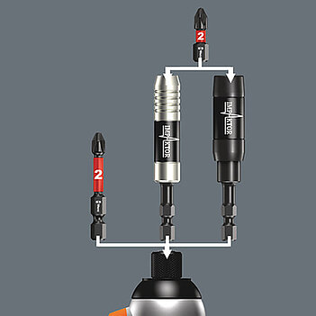 Держатель бит магнитный ударный WERA 897/4 IMP 1/4" х 1/4" с пружинным стопорным кольцом (05057676001)