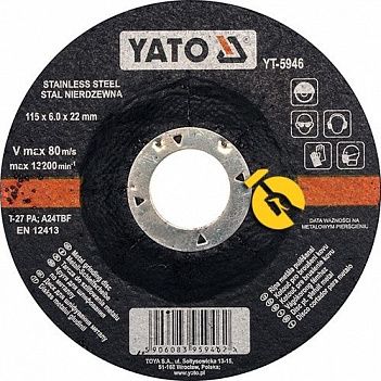 Круг зачисний по металу Yato 115х6,0х22,00 мм (YT-5946)