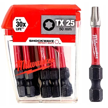 Біта ударна Torx Milwaukee Shockwave Impact Duty 1/4" TX25 10 шт. (4932430882)