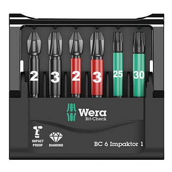 Набор бит ударных WERA Bit-Check 6 Impaktor 1 1/4" 6 шт. (05057695001)