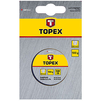 Припой TOPEX Sn60Pb40 0,7 мм 100 г с флюсом (44E512)