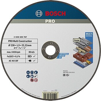 Круг отрезной универсальный Bosch PRO Multi Material Cutting Disc 230 x 1,9 x 22,23 мм (2608602767)