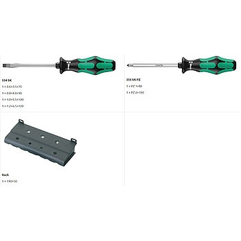 Набір викруток WERA Kraftform Plus Lasertip 334/355 SK/6 Pozidriv 6 шт. (05007681001)