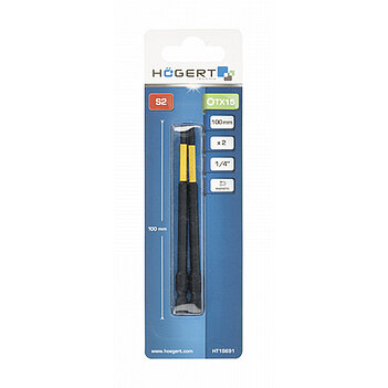 Бита ударная магнитная Torx Hoegert S2 1/4" T15 2 шт. (HT1S691)