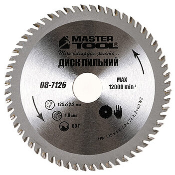 Диск пиляльний по дереву MASTERTOOL 125х1,2х22,20 мм (08-7126)