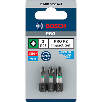 Набор бит ударных Bosch PRO Pz Impact Bit 1/4" 3шт. (2608522471)