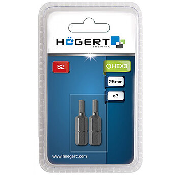 Бита Hex Hoegert S2 1/4" 3,0 мм 2 шт. (HT1S343)