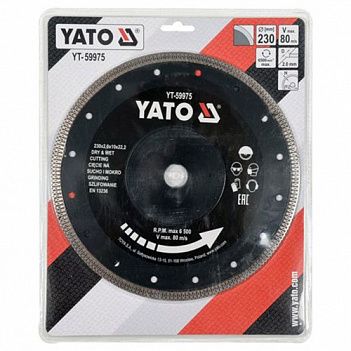 Диск алмазний турбо Yato 230x22,2x2,0 мм (YT-59975)