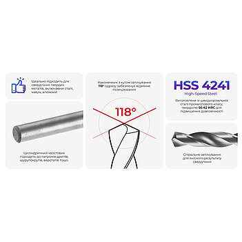 Сверло по металлу INTERTOOL HSS 4,5x80 мм 1 шт. (SD-5045)