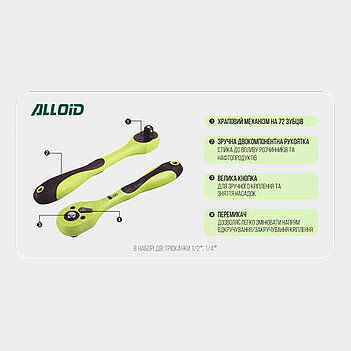 Набор инструмента Alloid 1/2", 1/4" 108 ед. 6РТ (TS-108)