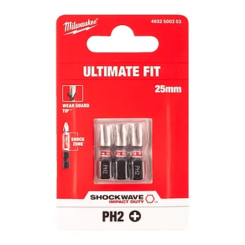 Бита ударная Phillips Milwaukee Shockwave Impact Duty 1/4" PH2 3 шт. (4932500353)