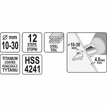 Сверло по металлу Yato HSS-TiN Yato 10-30мм 1шт (YT-44746)