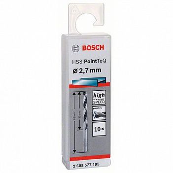 Сверло по металлу Bosch HSS PointTeQ 2,7x61мм 10шт (2608577195)