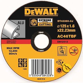 Круг отрезной по металлу DeWalt 125х1.6х22.2мм (DT43360)