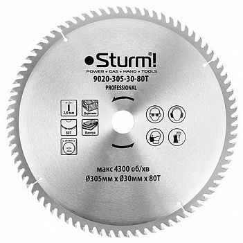 Диск пильный по дереву Sturm 305х30x2,0мм (9020-305-30-80T)
