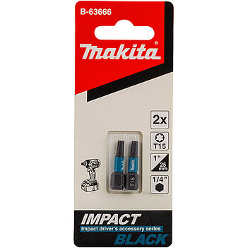 Бита Torx ударная Makita Impact Black 1/4" T15 2шт (B-63666)